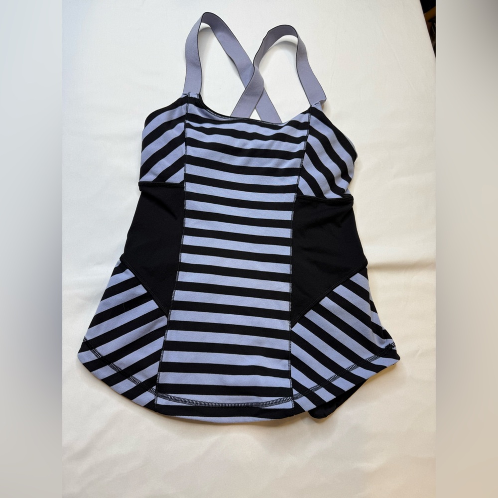 Lululemon Striped Black and Lilac Tank Top